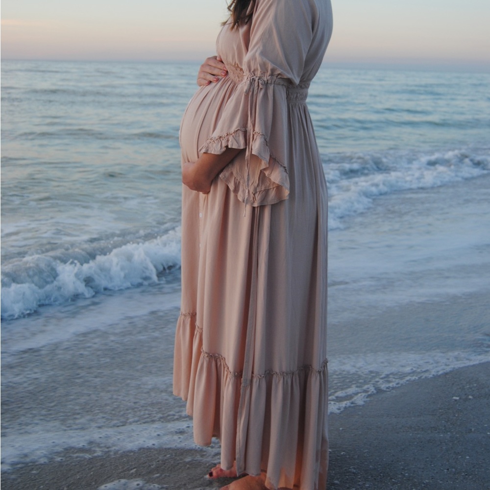 Blush ruffle boho midi maxi dress